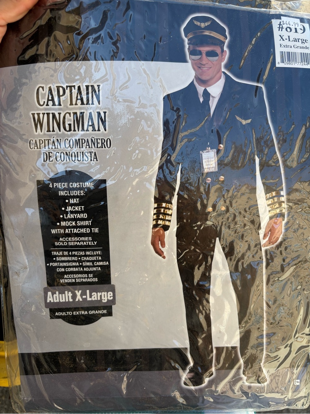 Captain Wingman Men's Pilot Costume Jacket - Navy Blue - Unbranded